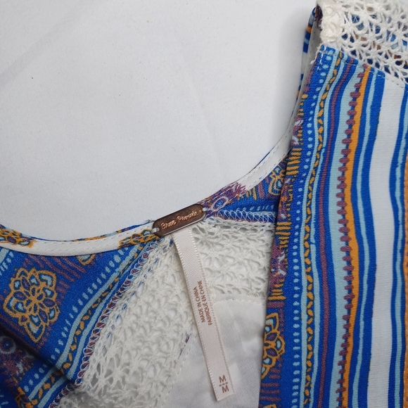 Bohemian Free People White and Blue Patterned Dress - Picture 2 of 6